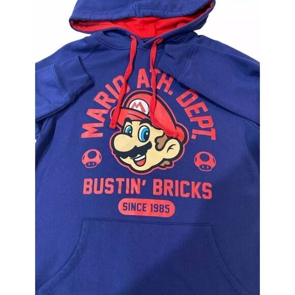 Nintendo Official Super Mario Brothers Hooded Sweatshirt Size LARGE - Picture 2 of 8